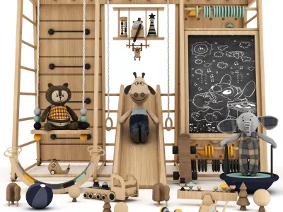 toys and furniture set  Low-poly 3D model