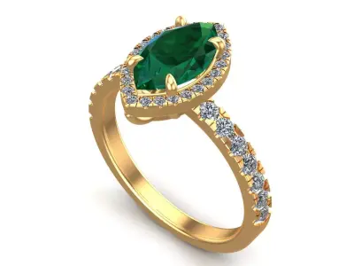 Marquise Cut Diamond Halo Ring                        3D print model