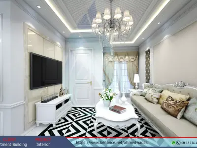 Complete interior scene with V-Ray rendering setting  Low-poly 3D model