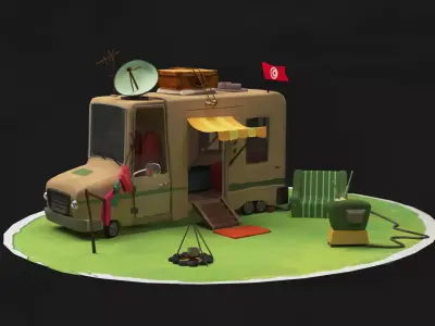 camping car 3d cartoon 3D model