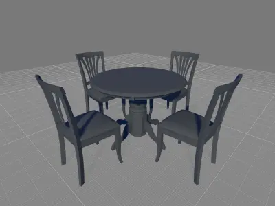 Gallatin Piece Solid Wood Pedestal Dining Set 3D model