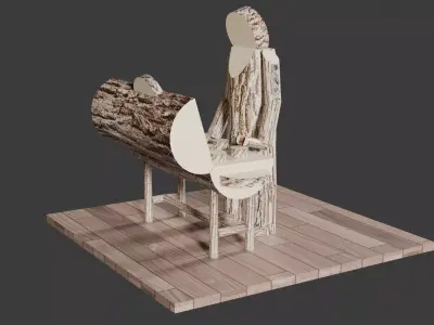 BBQ Stickman with Grill Low-poly 3D model