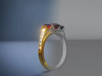 Solitaire Wedding Engagement Women Ring 3D 3D model