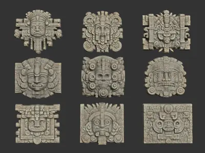Low poly Mayan Temple Wall Decor 231201 3D model