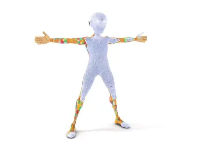 Colorful Robot Mosaic model pack Low-poly 3D model