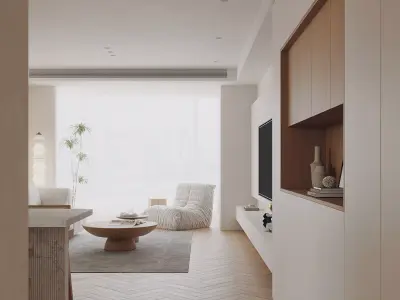 Modern living room dining room interior scenes 425 3D model