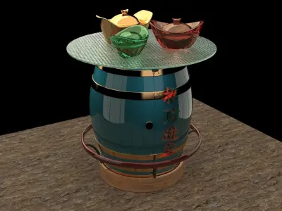 Chinese gold ingot 3D model 11
