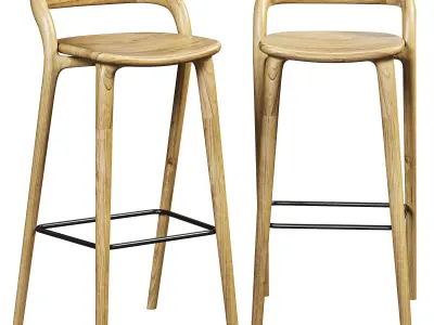 Bar stool Lugano oak natural tone 3D model