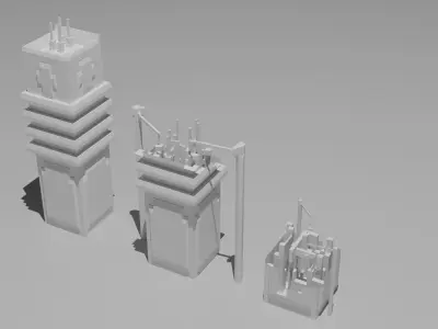 Futuristic Buildings Phase Bundle Free low-poly 3D model