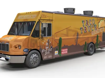 Street food truck Low-poly 3D model