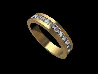 Diamond Line Ring Women 3D print model
