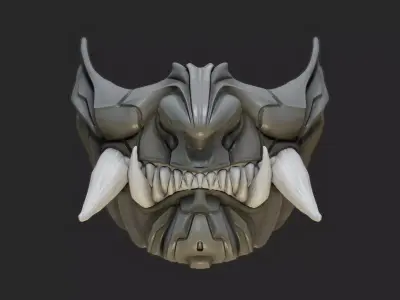 Oni Mask 16 Demon Half Face 3D print model 3D print model