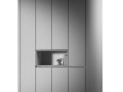 Modular Rounded Cabinet Furniture Minimal White Wardrobe kit 3D model