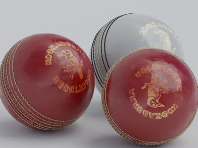 Red and White Cricket Balls 3D model