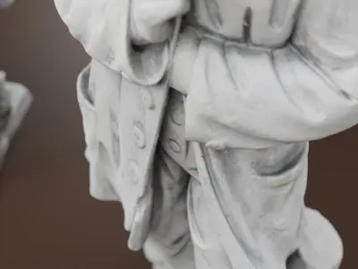 Statue of a woman in a coat Low-poly 3D model