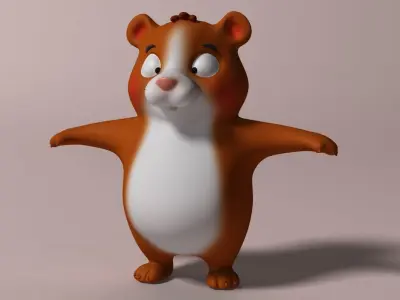 Cartoon Hamster Rigged  Low-poly 3D model
