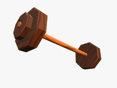 Cartoon Wooden Barbell Low-poly 3D model
