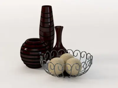 Office Decor Table Centerpiece Vases and Bowls 3D model