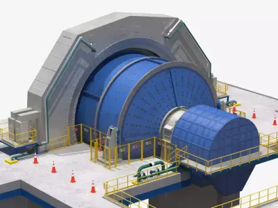 Mining Grinding Mills Low-poly 3D model