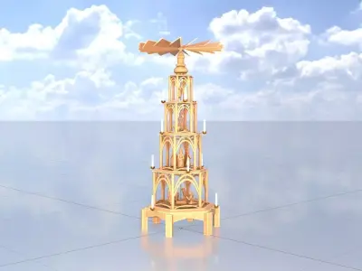 Christmas pyramid version 1 without animation Low-poly 3D model