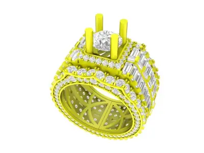 6965 luxury baguette diamond men ring 3D print model