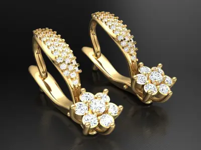 Earring E12 The luxury female earring with gems 3D print model