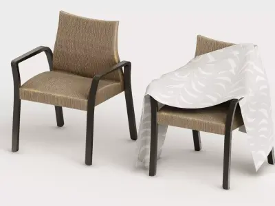 highpoly Armchair two chairs Free 3D model