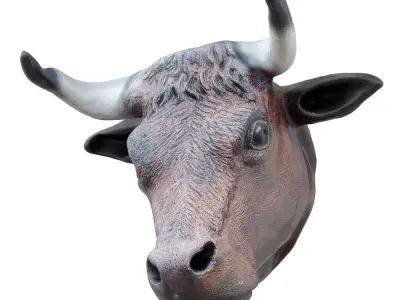 Decorative bull head on the wall 3D model