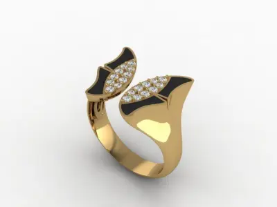 woman ring butterfly 3D print model