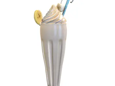 Banana Milkshake Low-poly 3D model
