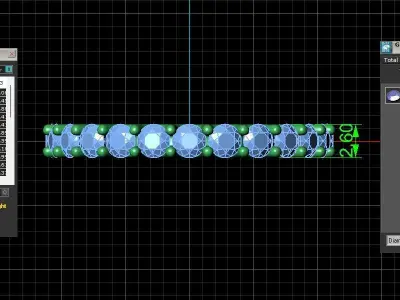 U Shaped Eternity Ring 2 point 6 mm stone size swiss 14 and EU54 3D print model