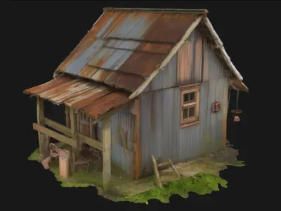 Rustic Cabin Retreat  Cozy Wilderness Escape in 3D Form 3D model