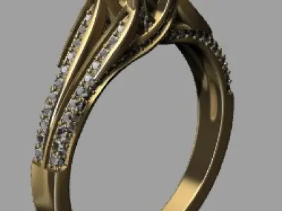 Modern Pave Split Shank  Enagement Ring 3D print model
