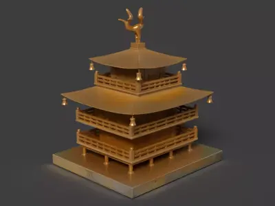 Chinese pavilion  Low-poly 3D model