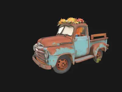 Rustic Relic Vintage Car Weathered 3D Model Low-poly 3D model