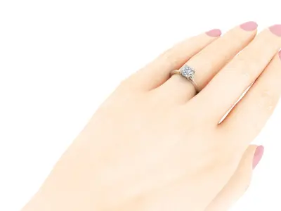 Minimalist  Round Shaped Halo Engagement Ring with diamond 3D print model