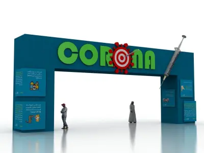 Huge ads Gate for Coronavirus-Tunal Low-poly 3D model