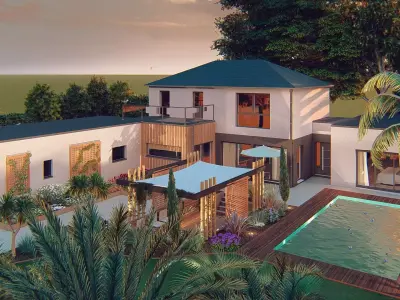 Modern Minimalist Villa 3D model buy