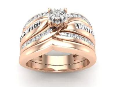 AV 616 Baguette and Round Diamond Bridal Ring Set 3D print model