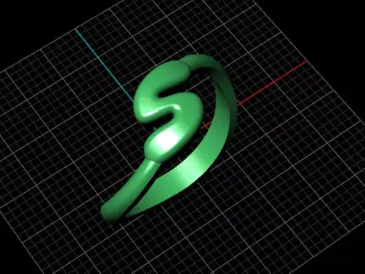 S alphabet baypass ring 3D print model