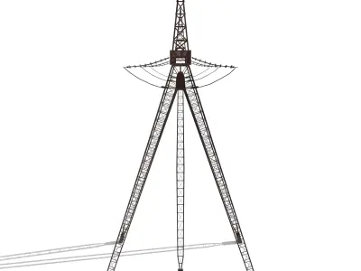 Electricity Pole 11 Weathered Low-poly 3D model