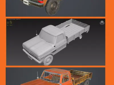 Ford F250 1967 - 1972 Low-poly 3D model