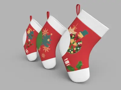 Christmas Socks  Low-poly 3D model