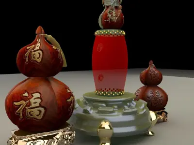 Chinese gourd with drum 3D model