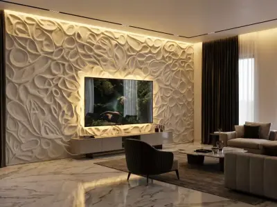 modern panel wall decor set relief stl mural CNC 267 3D model