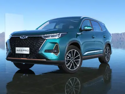 Chery Tiggo 8 PRO AWD 2023 with interior  Low-poly 3D model