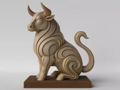 Minimalist Bull Bust  Decoration Sculpture 3D print model