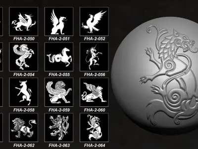 130 Heraldic and Celtic Animals Symbol Element V2 3D model
