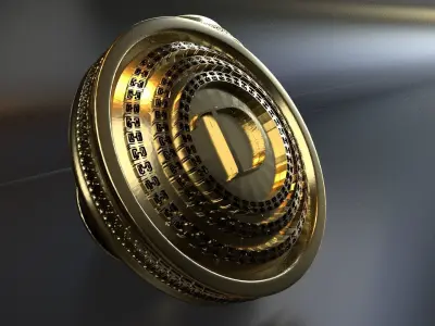 Luxury Cufflink with alphabet D  3D print model