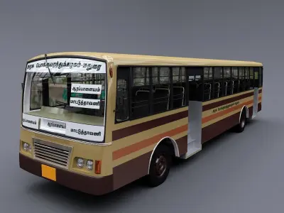Tamil Nadu Government bus high quality 3D Model Low-poly 3D model